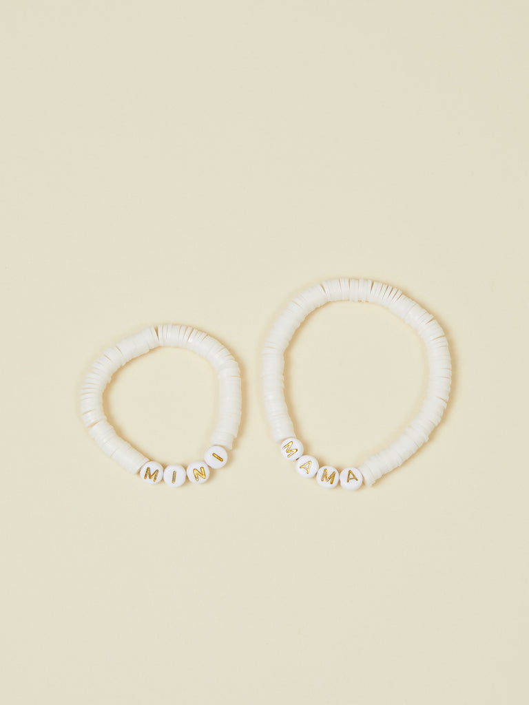 White Beaded Matching Mommy and Me Matching Bracelets