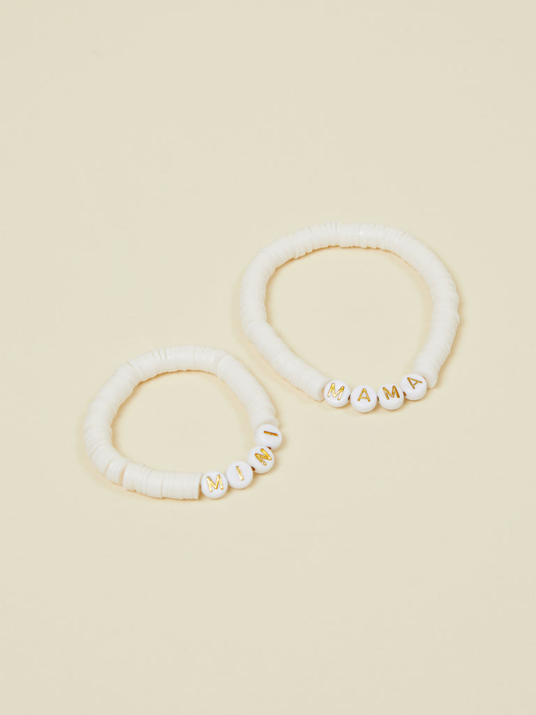 White Beaded Matching Mommy and Me Matching Bracelets