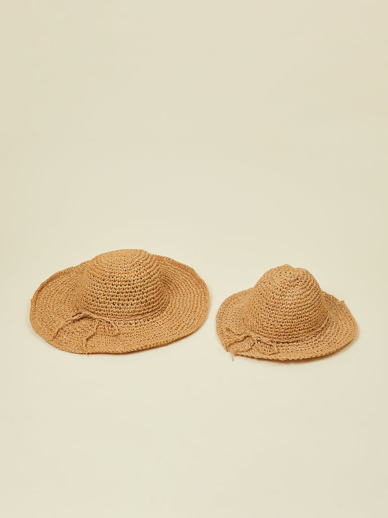 Brown Mommy and Me Matching Straw Woven Sun Hats