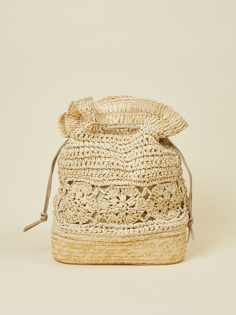 Beige Straw-women Boho Women's Backpack