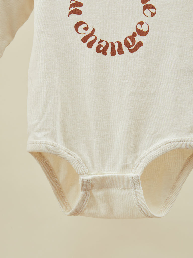Light Beige Long Sleeve Graphic Baby Toddler Onesie