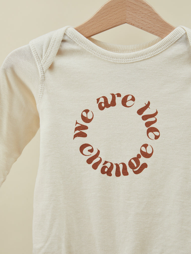 Light Beige Long Sleeve Graphic Baby Toddler Onesie