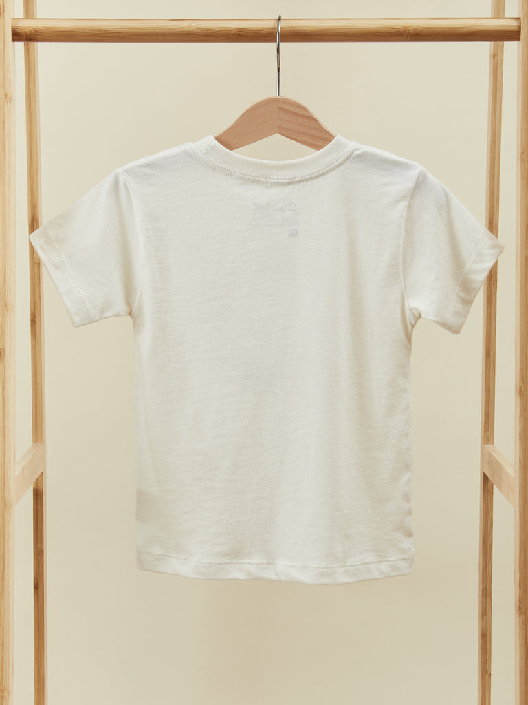 Baby Toddler Cream Short Sleeve Graphic T Shirt  (Back view)