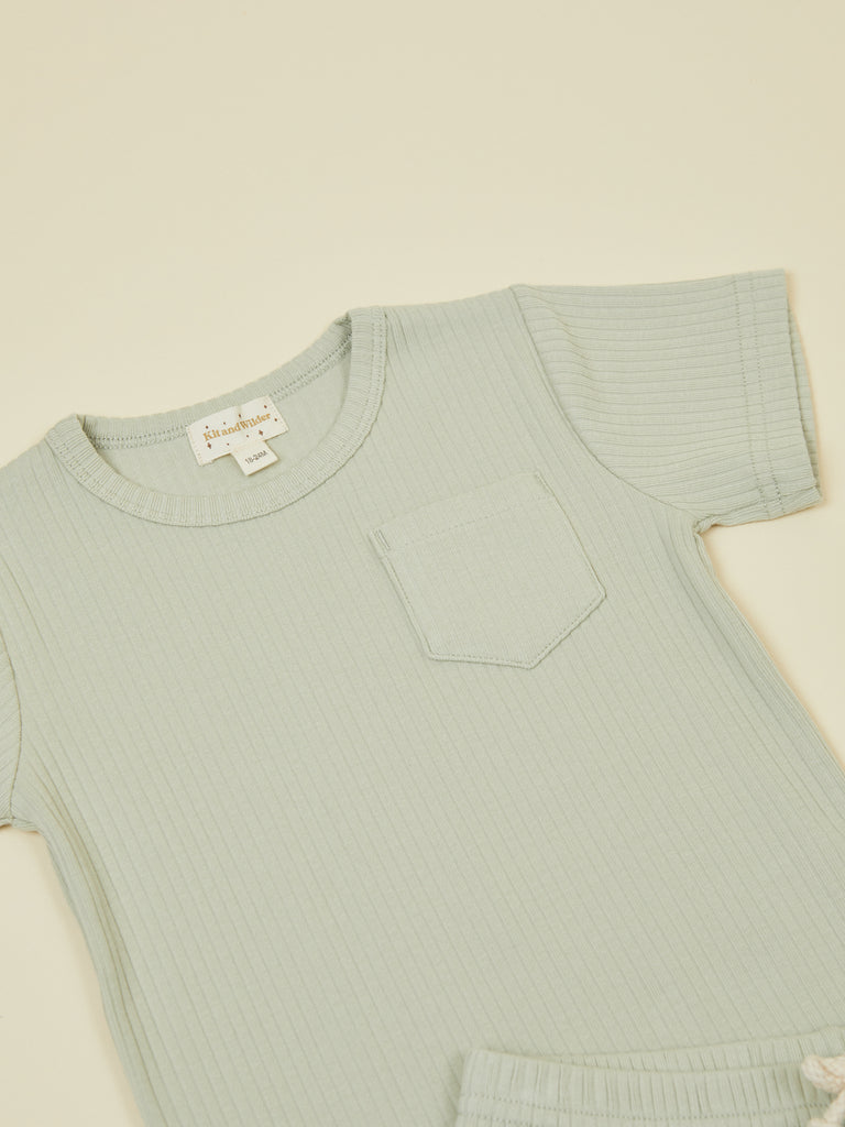 Gray Short Sleeve Pullover and Short Baby 2 Piece Set