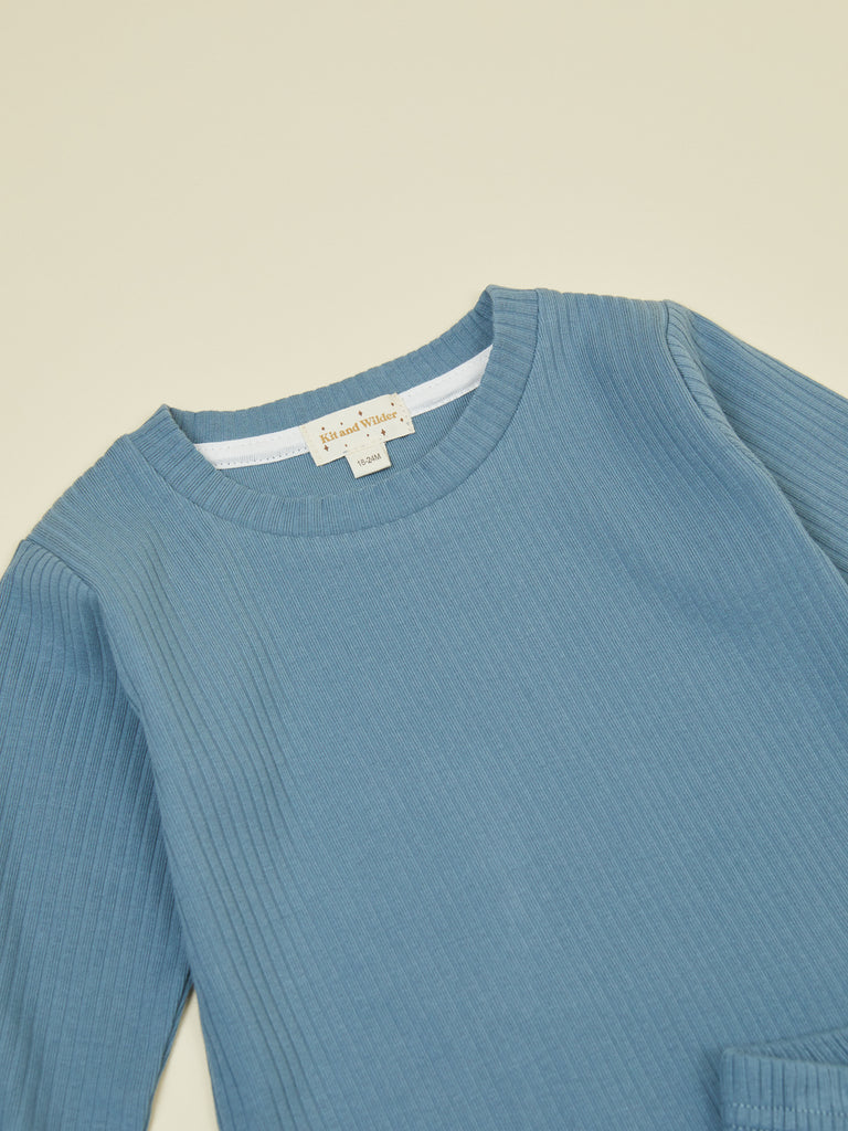 Baby blue 2 piece long sleeve pullover top and pants loungewear set
