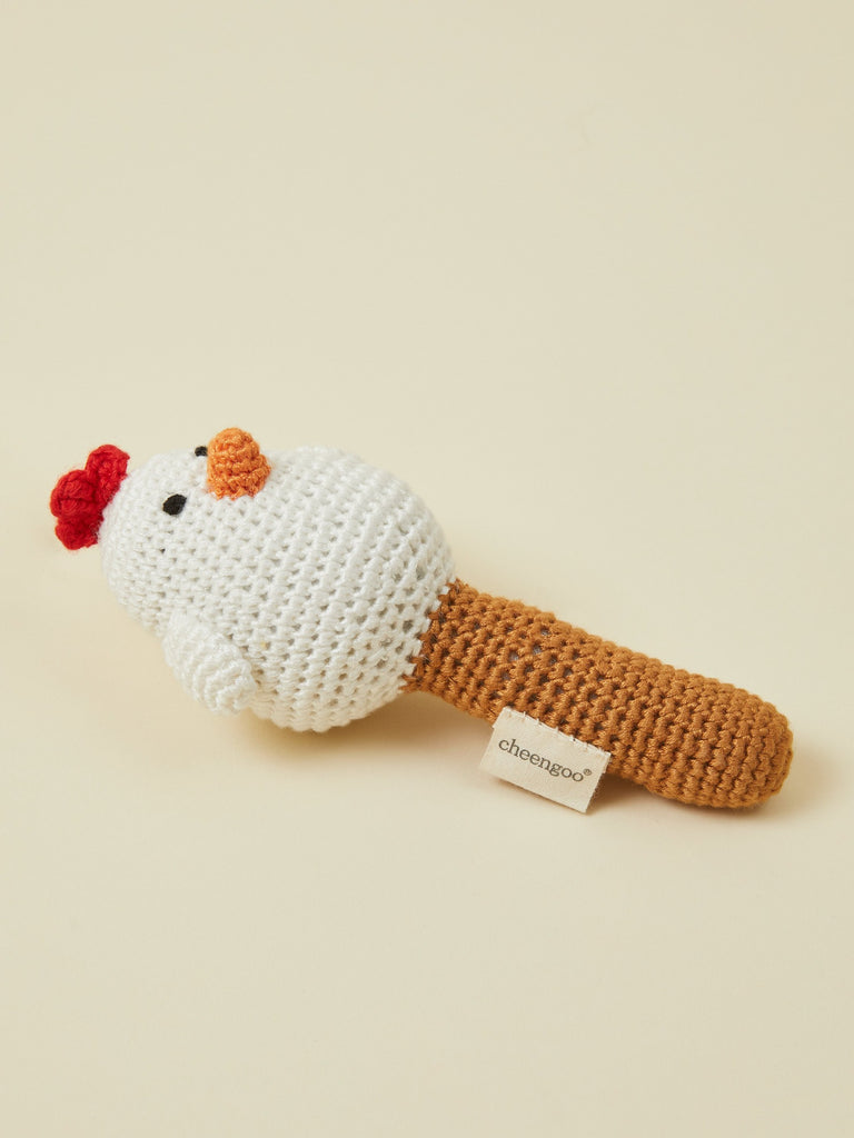 Hen Stick Hand Crocheted Baby Rattle