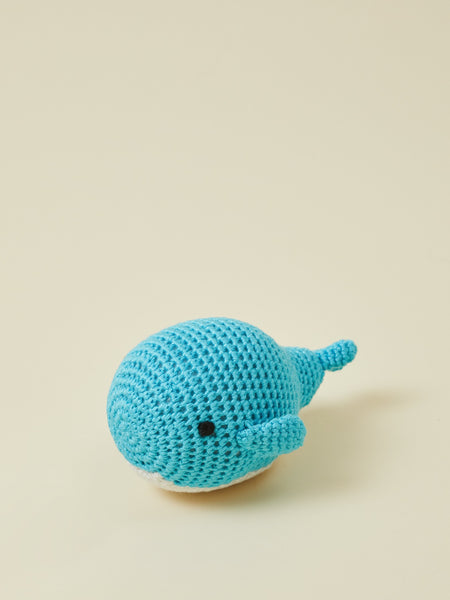 Blue Handmade Whale Crocheted Baby Rattle