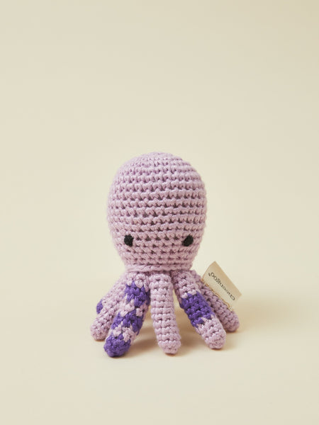 Purple Hand-Made Octopus Crocheted Rattle