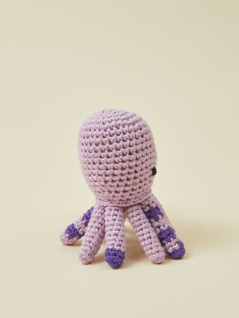 Purple Hand-Made Octopus Crocheted Rattle