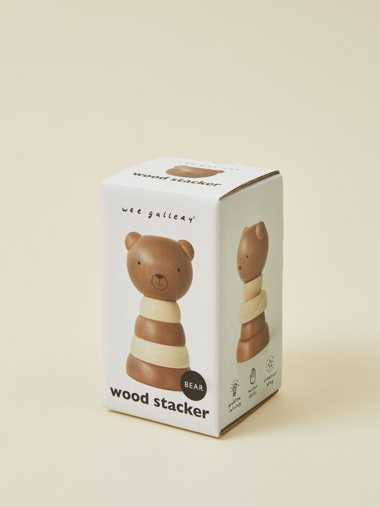 Brown and Beige Bear Wood Stacker Baby Toy