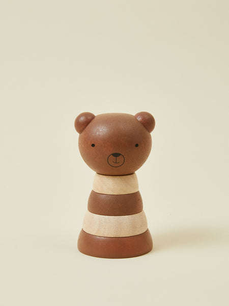 Brown and Beige Bear Wood Stacker Baby Toy