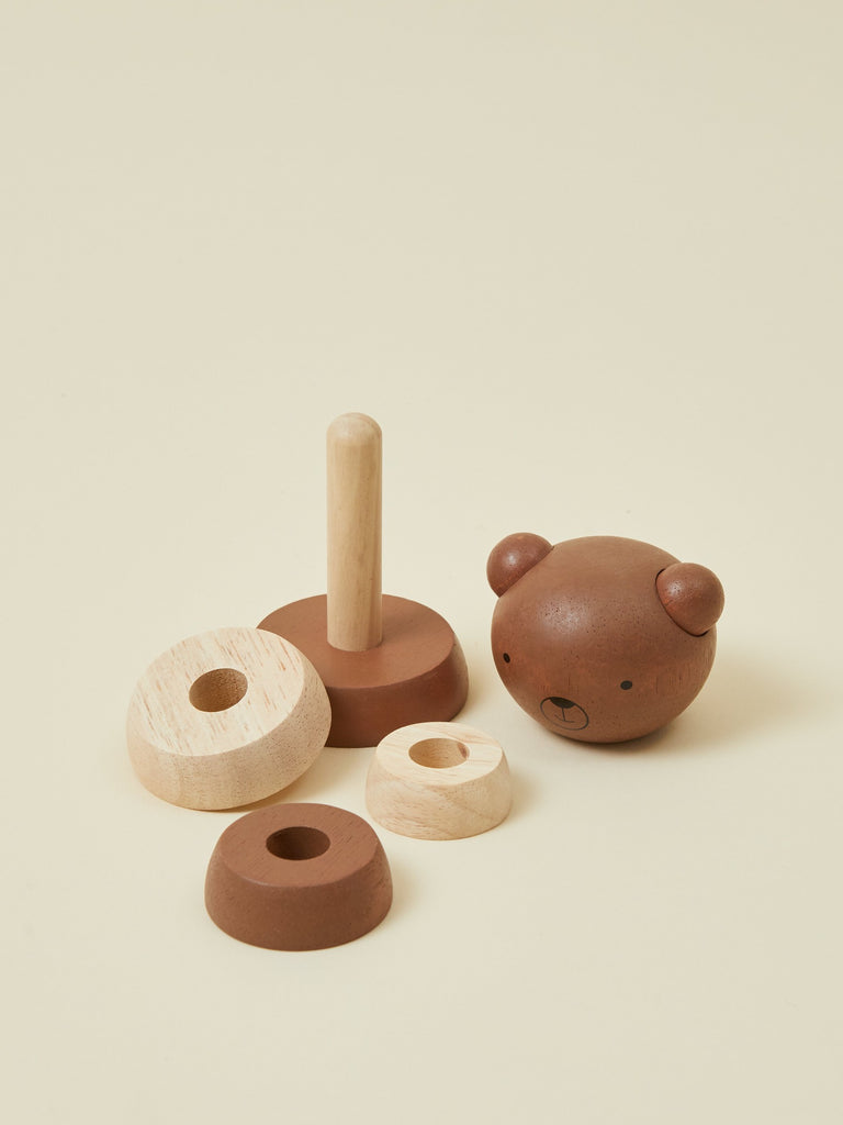Brown and Beige Bear Wood Stacker Baby Toy