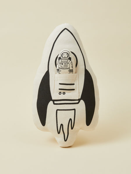 Black and White  Print Baby Toddler Rocket Pillow Décor