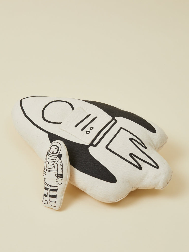 Black and White  Print Baby Toddler Rocket Pillow Décor