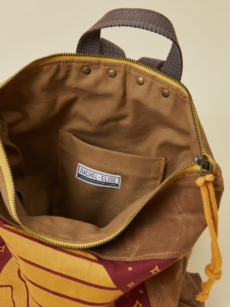Brown Sunset Print Bucket Women's Backpack