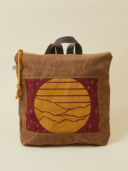 Brown Sunset Print Bucket Women's Backpack
