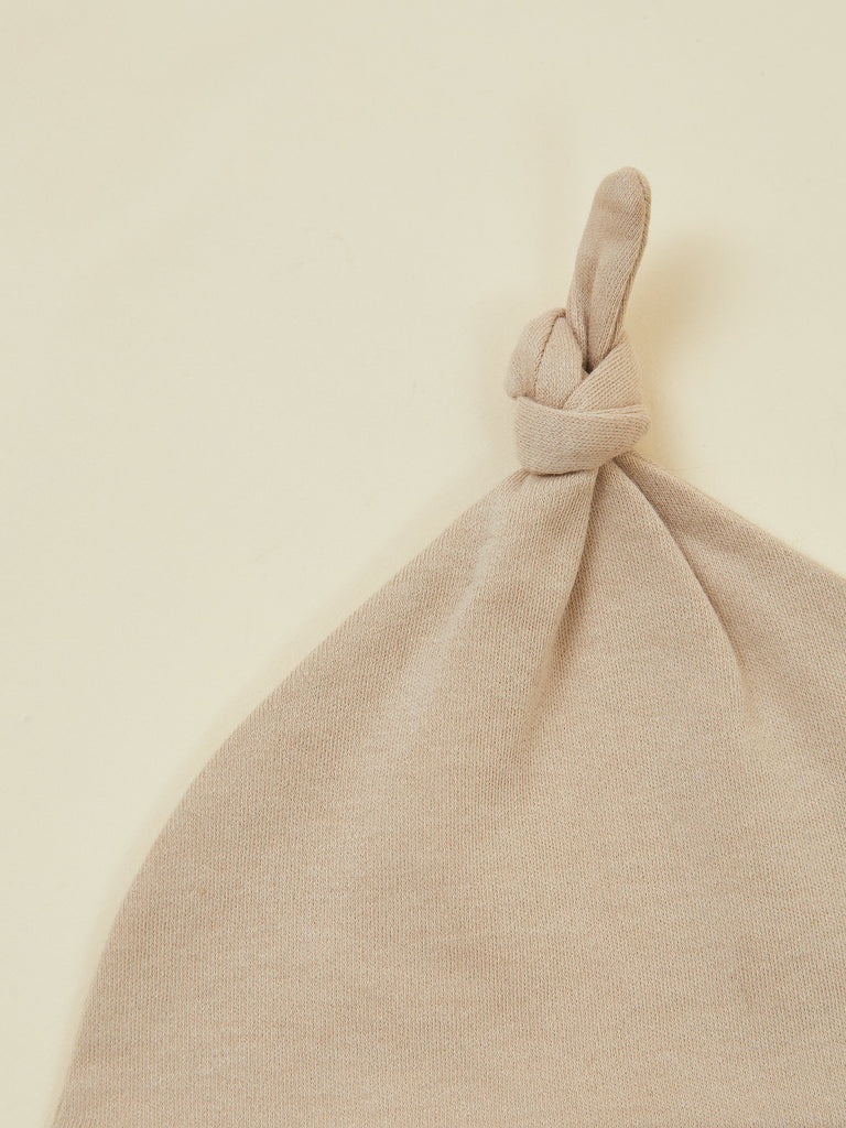Beige Top Knot Baby Toddler Hat