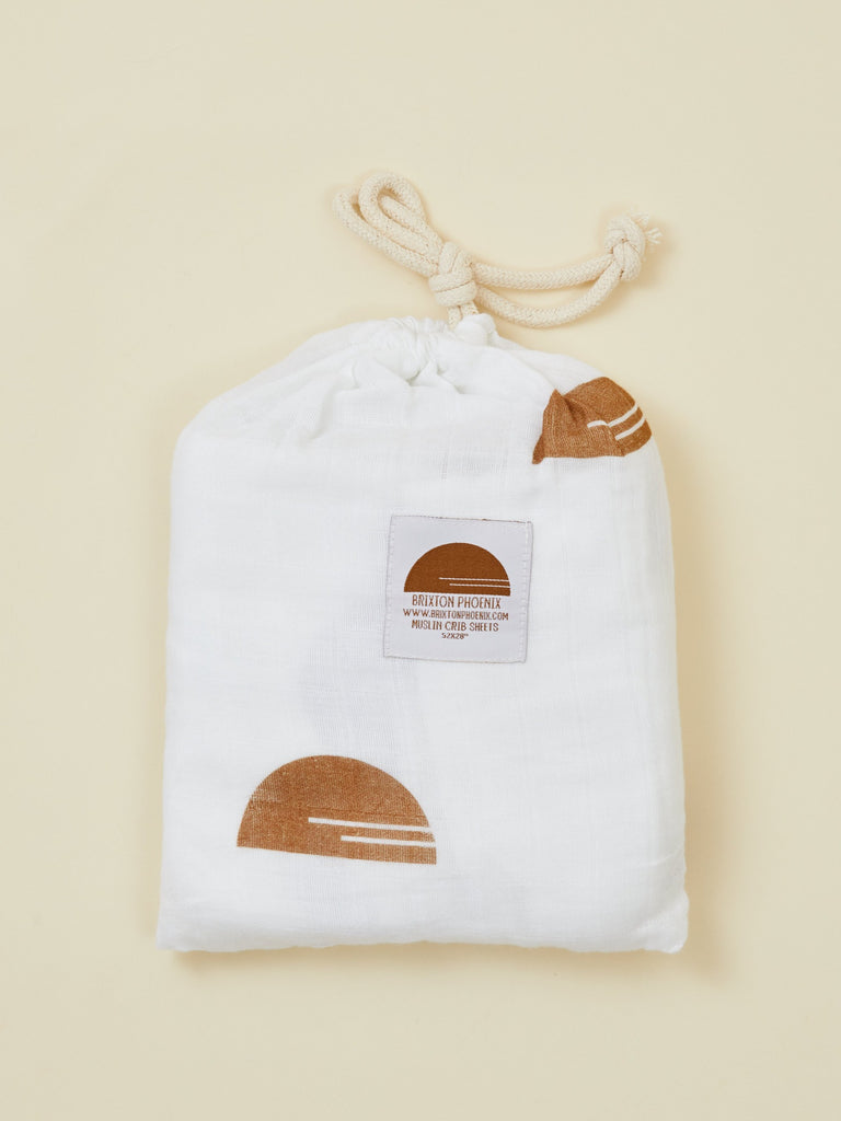 White and Brown Baby Crib Sheet
