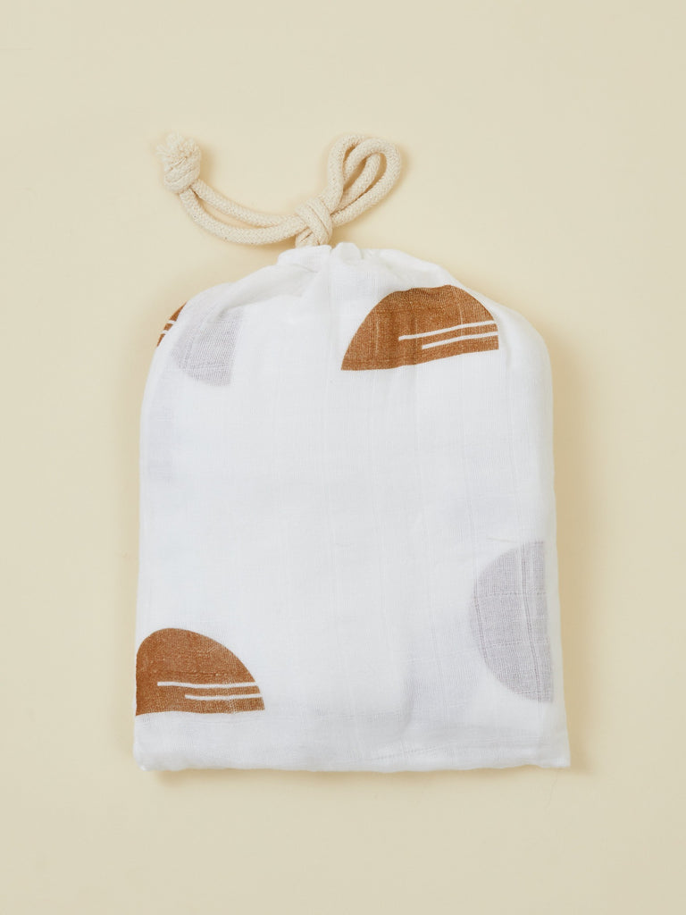 White and Brown Baby Crib Sheet