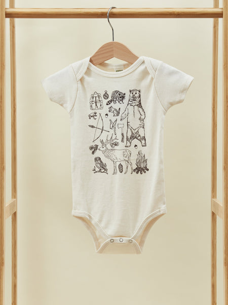 White Print Baby Short Sleeve Onesie