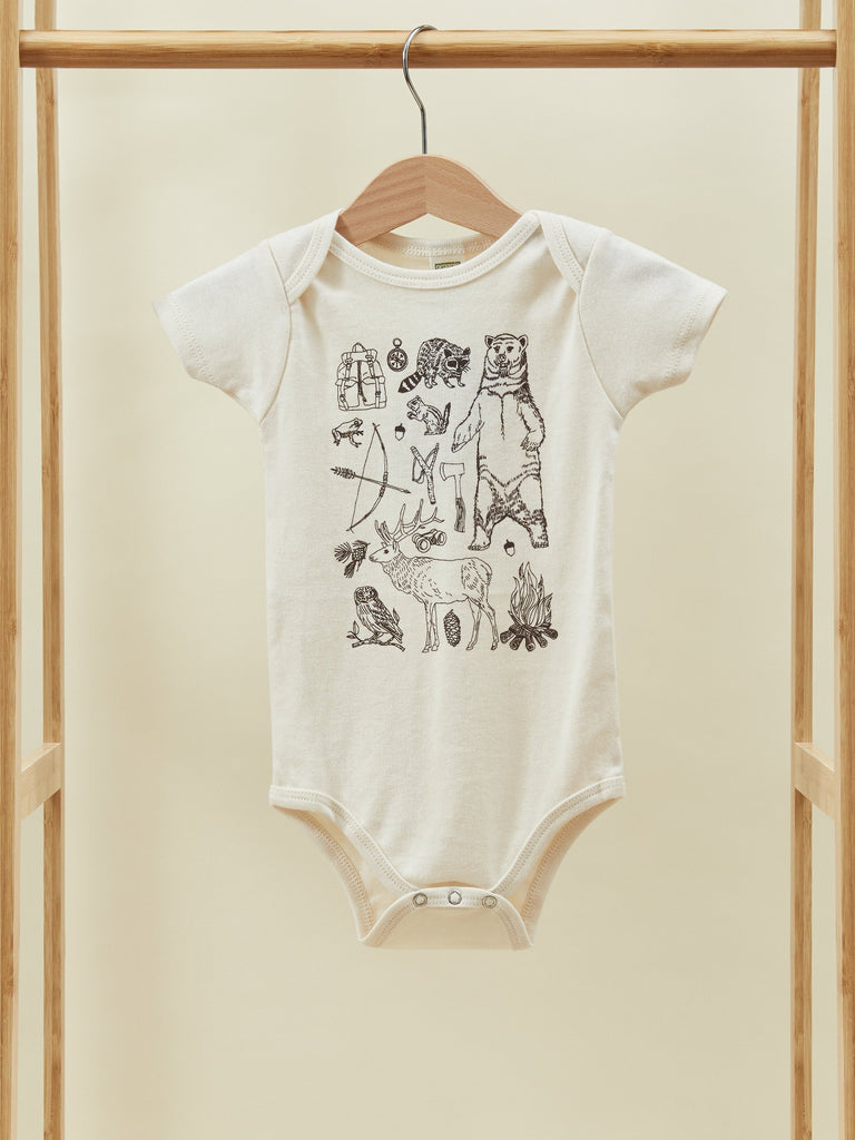 White Print Baby Short Sleeve Onesie