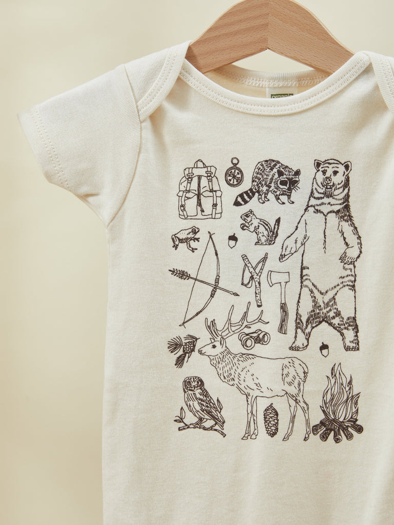 White Print Baby Short Sleeve Onesie