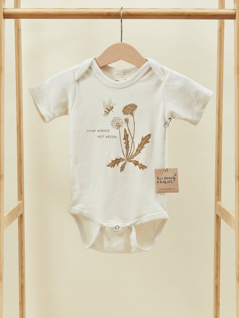 Beige Print Short Sleeve Baby Toddler Onesie