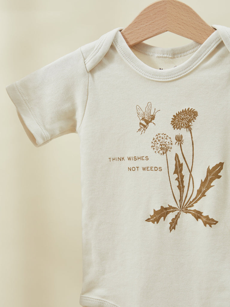 Beige Print Short Sleeve Baby Toddler Onesie