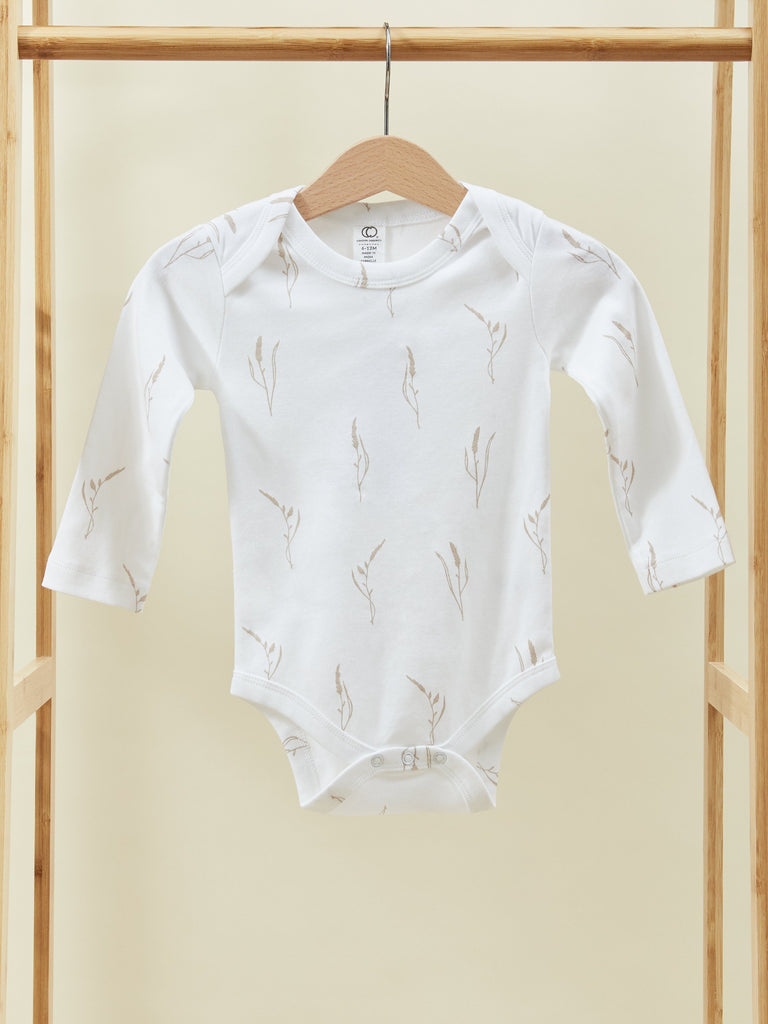 White Print Long Sleeve Baby Toddler Onesie