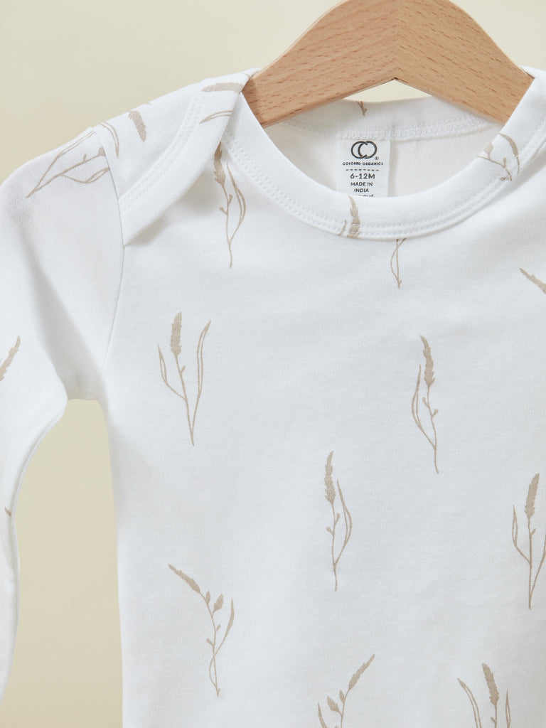 White Print Long Sleeve Baby Toddler Onesie