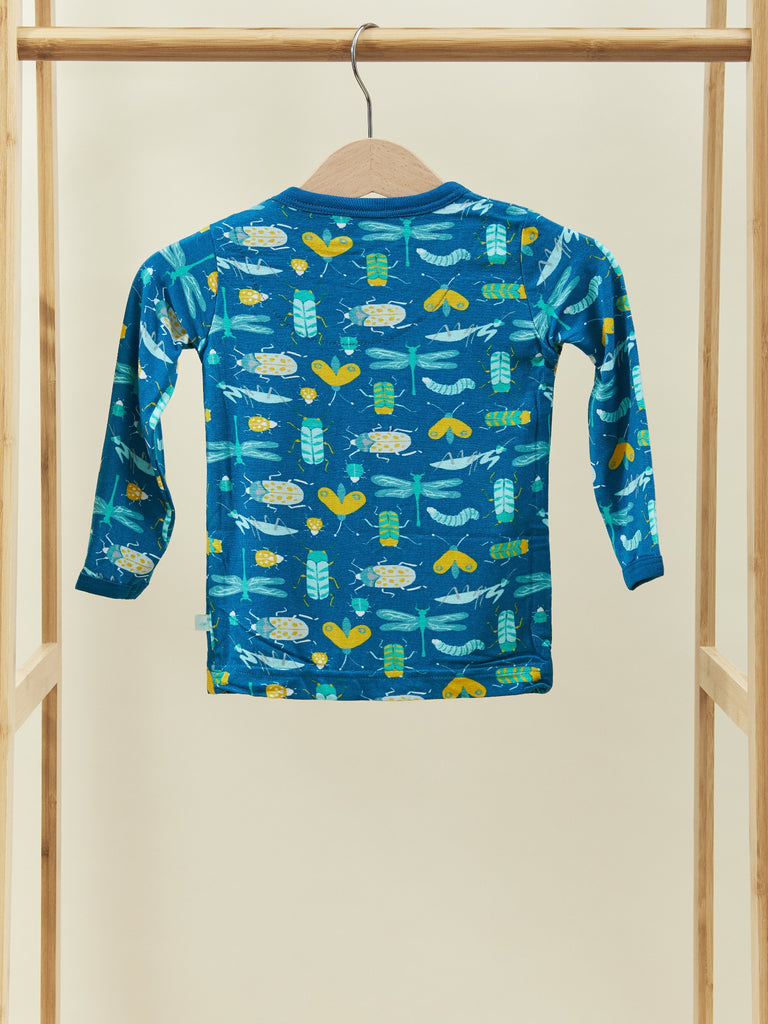Blue Bugs Print Baby Long Sleeve Top