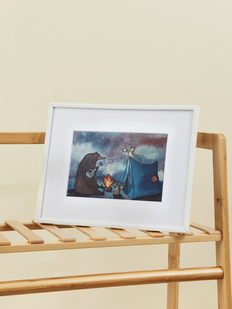 Camping Animal Friends Framed Art Print