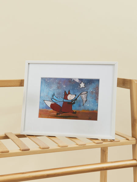 Fox Chasing Stars Framed Art Print