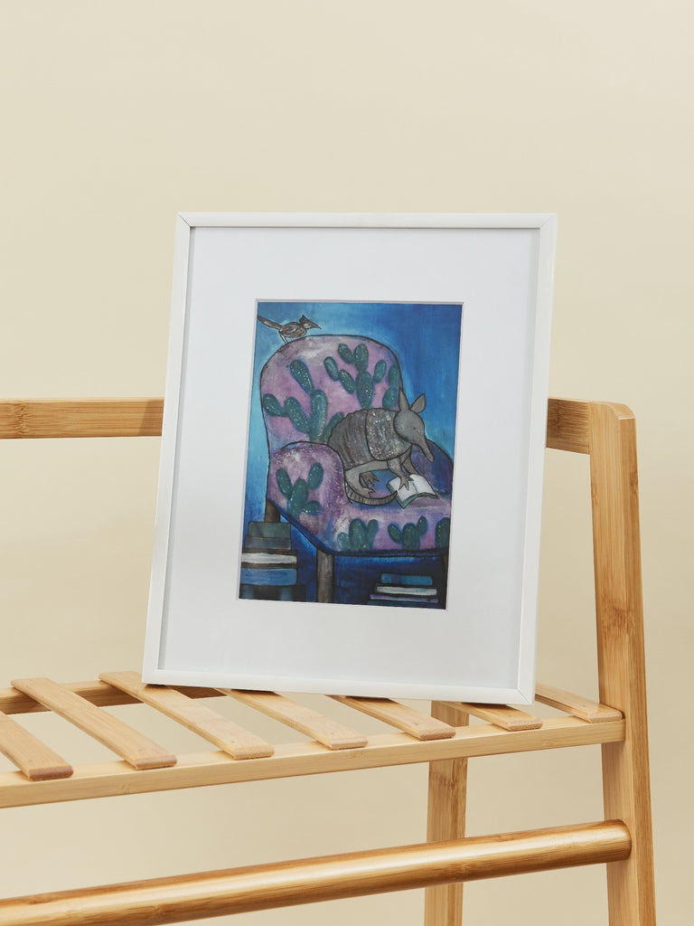 Reading  Armadillo Framed Art Print