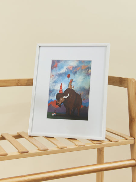 Buffalo's Birthday Framed Art Print for Kids and Nursey Décor