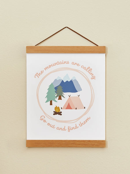 Camping-inspired wall hanging sign
