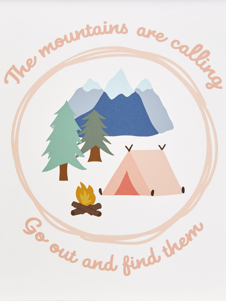 Camping-inspired wall hanging sign