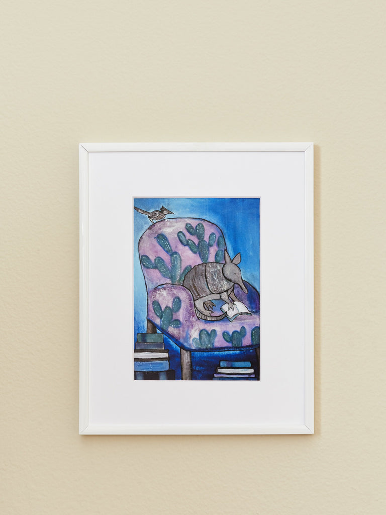 Reading  Armadillo Framed Art Print