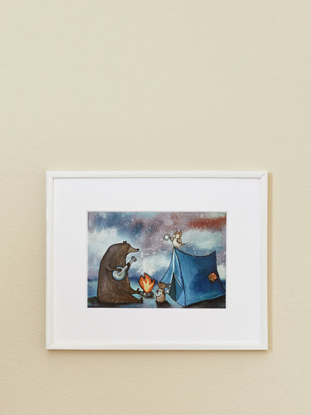 Camping Animal Friends Framed Art Print