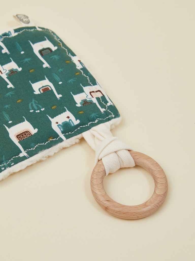 Llama Crinkle Toy with Wooden Ring