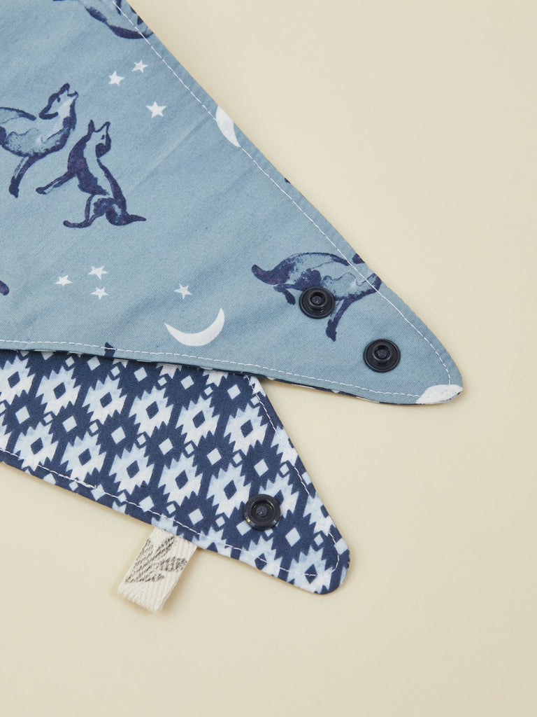 Blue Wolf Baby Reversible Bandana Bib