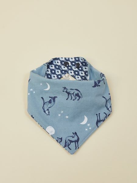 Blue Wolf Baby Reversible Bandana Bib