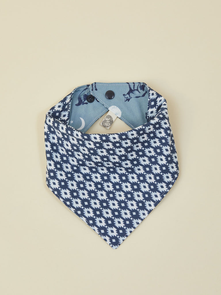 Blue Wolf Baby Reversible Bandana Bib