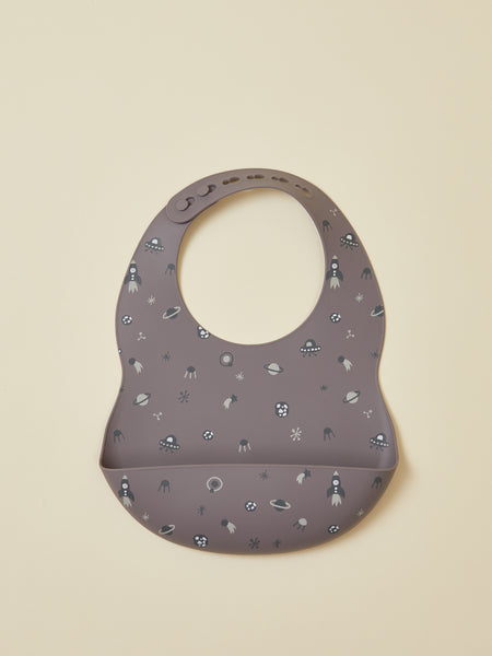 Gray Cosmic Silicone Bib with Pocket