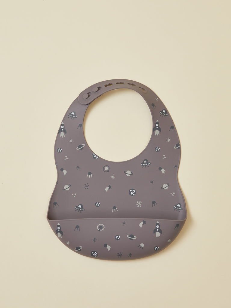 Gray Cosmic Silicone Bib with Pocket