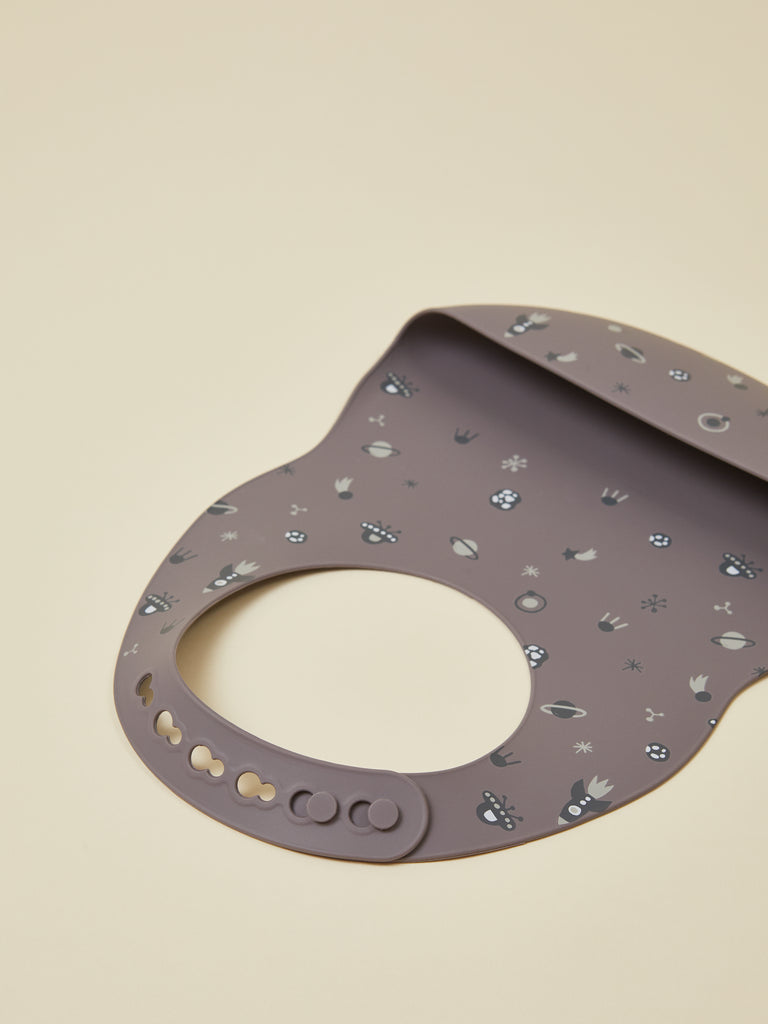 Gray Cosmic Silicone Bib with Pocket