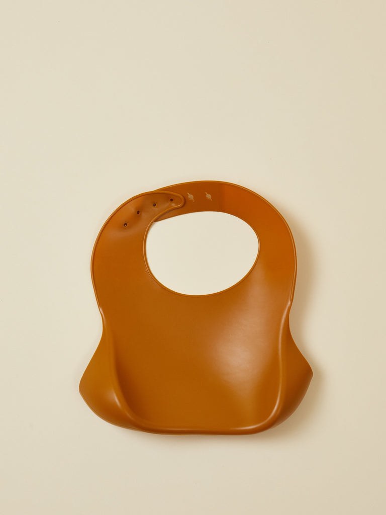 Brown Silicone Baby Bib with Front Open Pocket