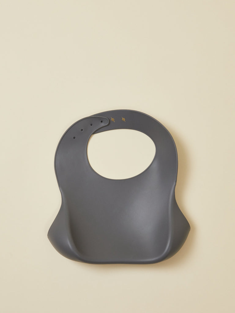 Dark Gray Silicone Bib with Front Open Pocket