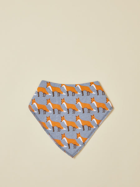 Soft Orange Fox Print Baby Bandana Bib