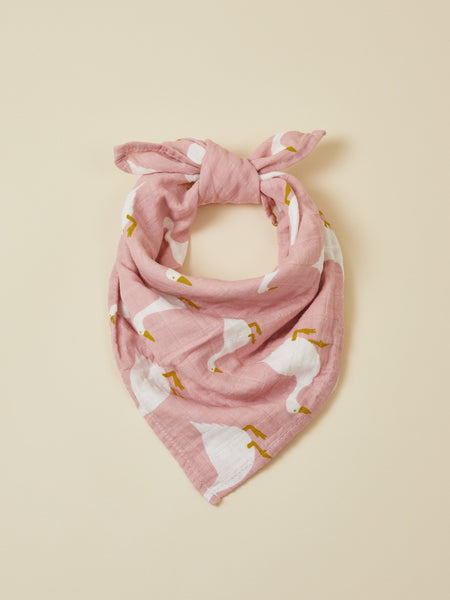 Red and White Goose Muslin Baby Bib